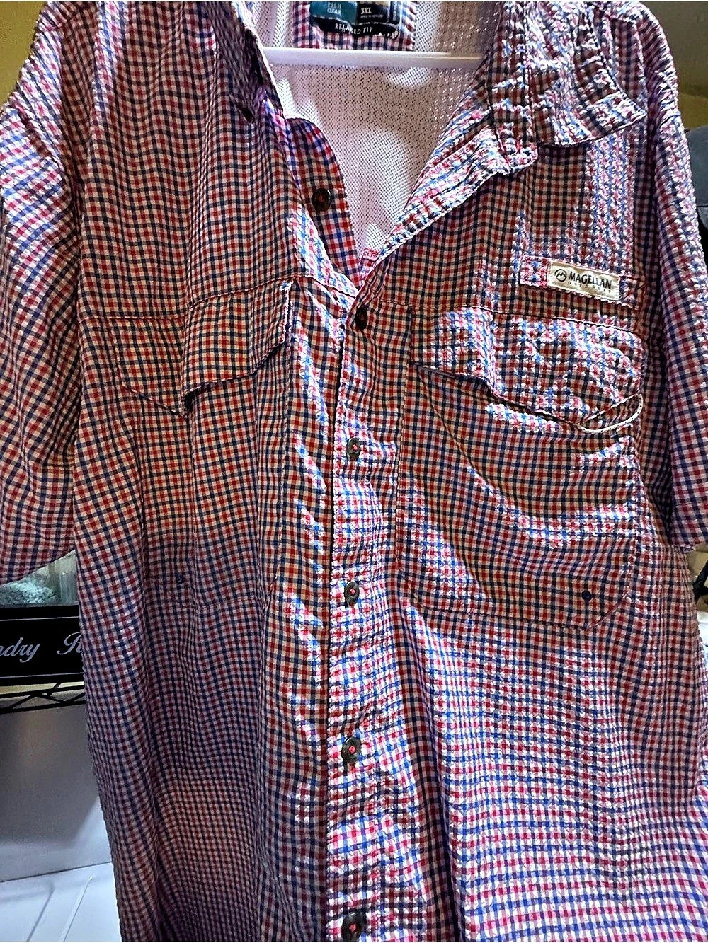 Magellan Outdoors Fish Gear Checkered Button Down Shirt XL Like New